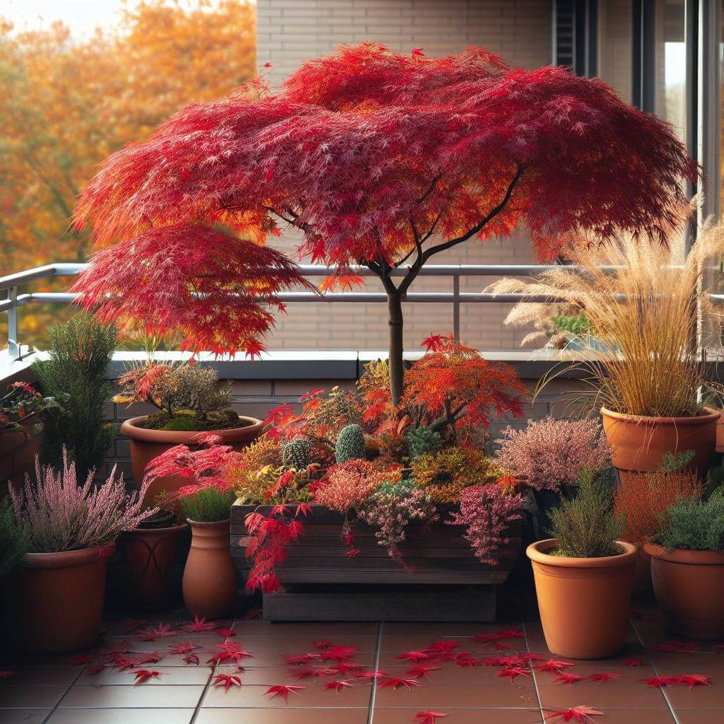 Japanischer Ahorn eignet sich sehr gut als Kübelpflanze auf dem Balkon.