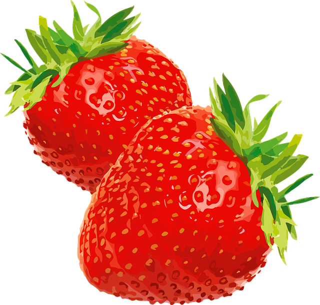 Zwei saftige, rote Erdbeeren als Vektor.