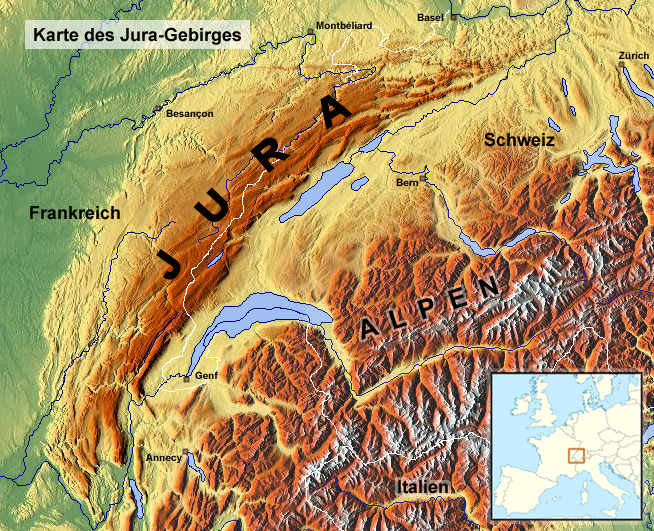 Geografische des Jura Gebirges