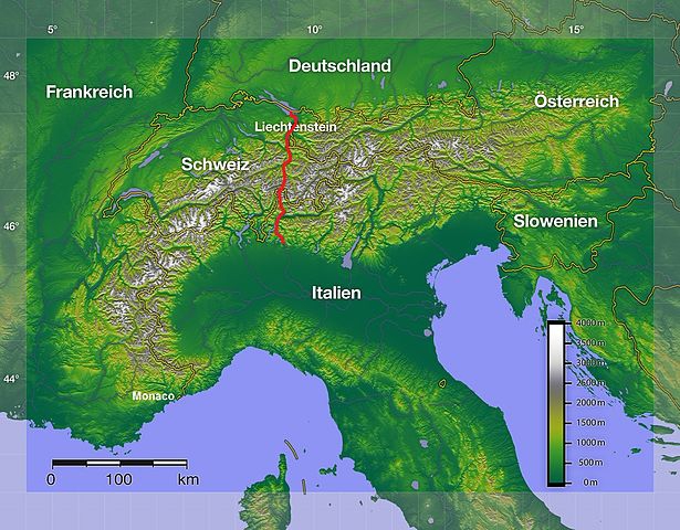 Geografische Karte der Westalpen